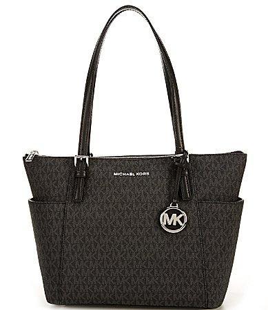 Michael Kors Signature Logo And Logo Charm Jet Set East West Tote Bag Product Image