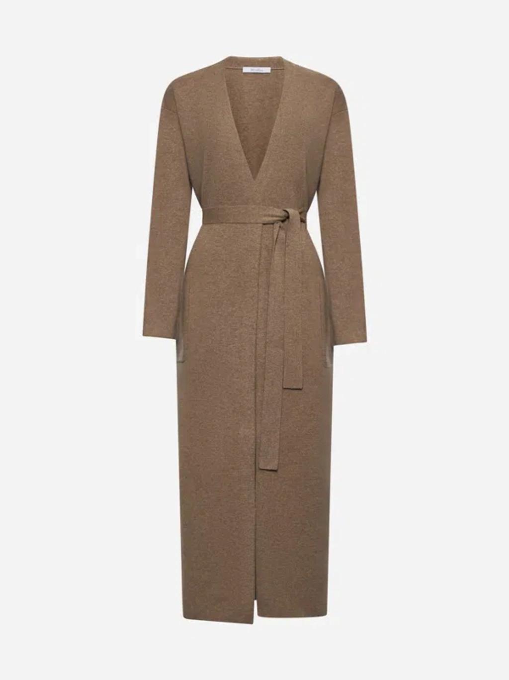 MAX MARA Gestro Wool And Cashmere Long Cardigan In Beige Product Image