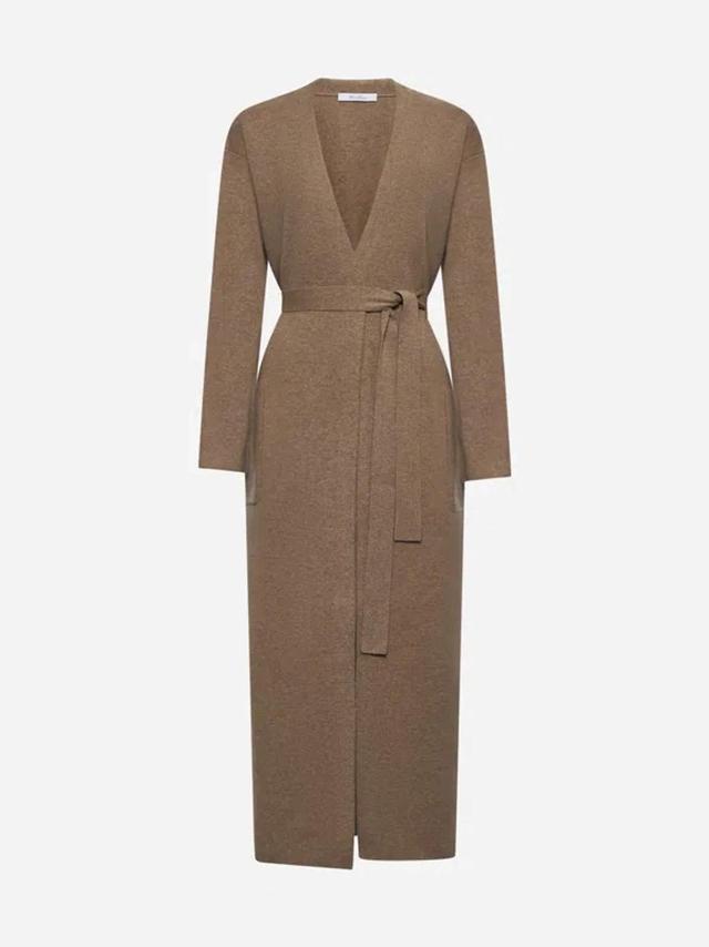 MAX MARA Gestro Wool And Cashmere Long Cardigan In Beige Product Image