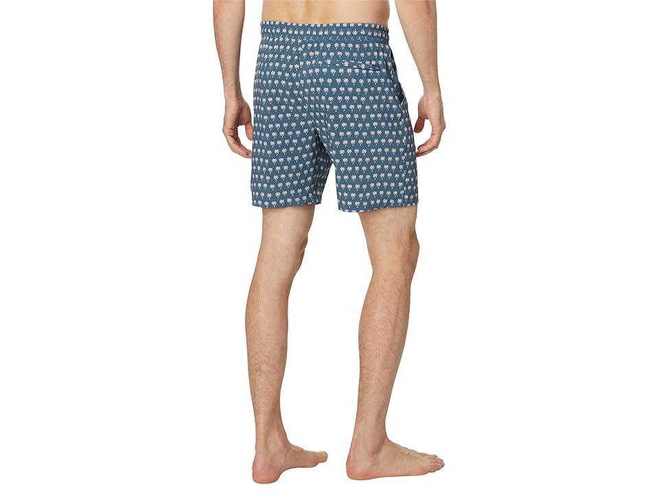 Faherty Shorelite Trunks 7 (Navy Block Palm) Men's Swimwear Product Image