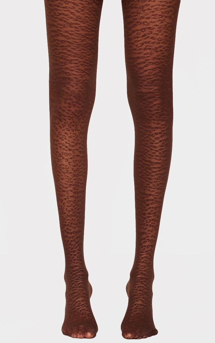 Brown Leopard Print Tights Product Image