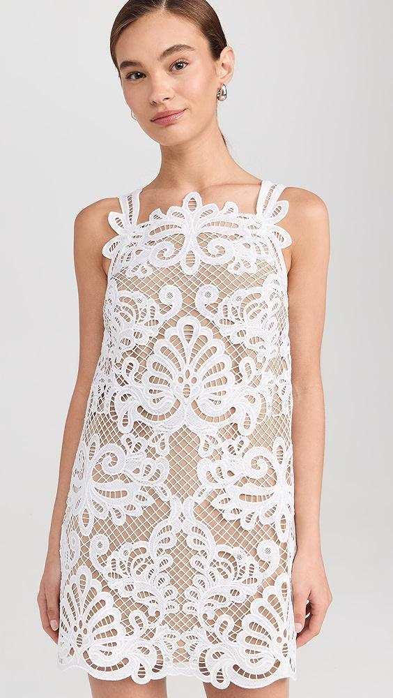 Self Portrait White Guipure Lace Mini Dress | Shopbop Product Image