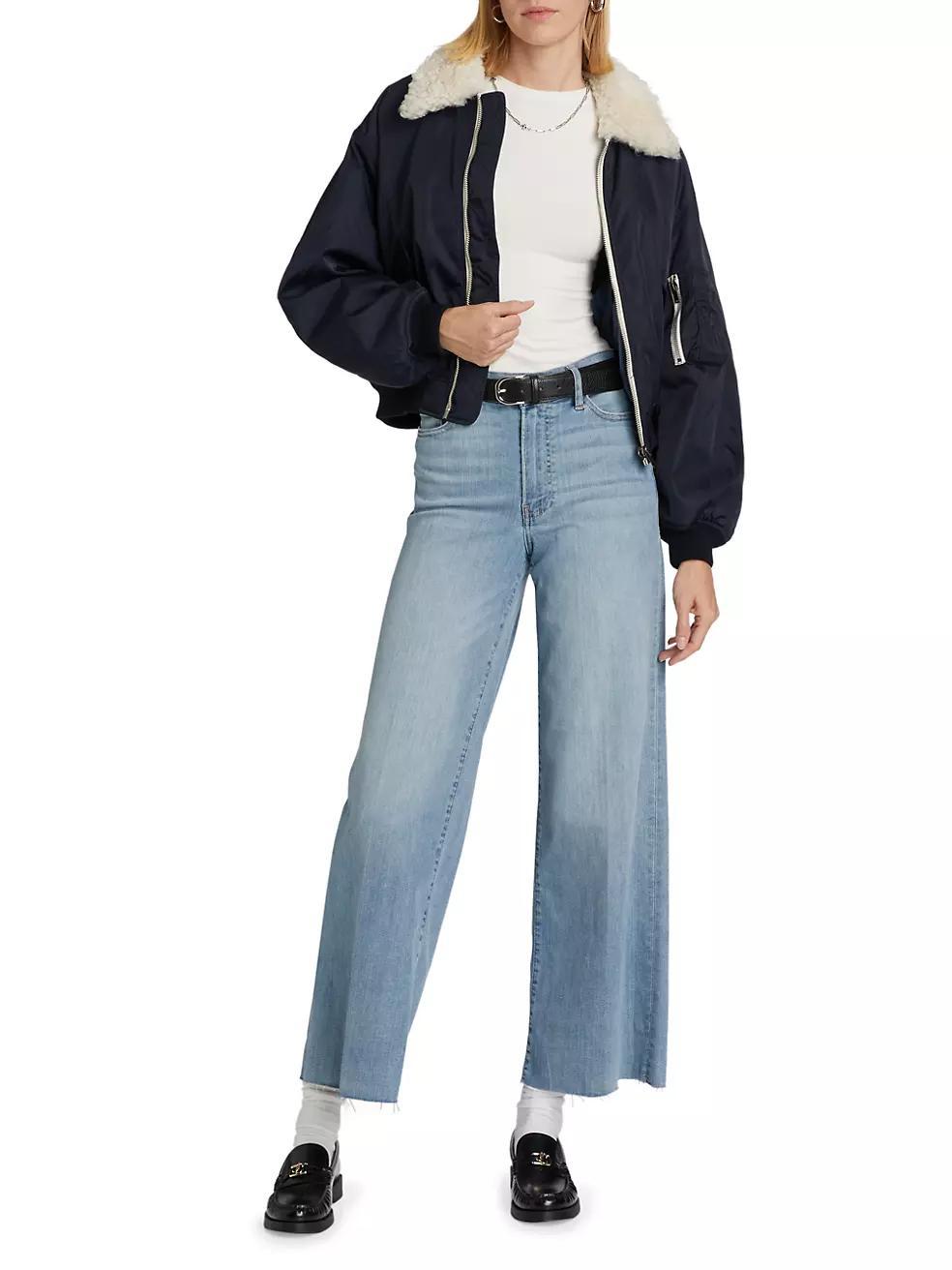 Womens Shrunken Nylon Bomber Jacket Product Image