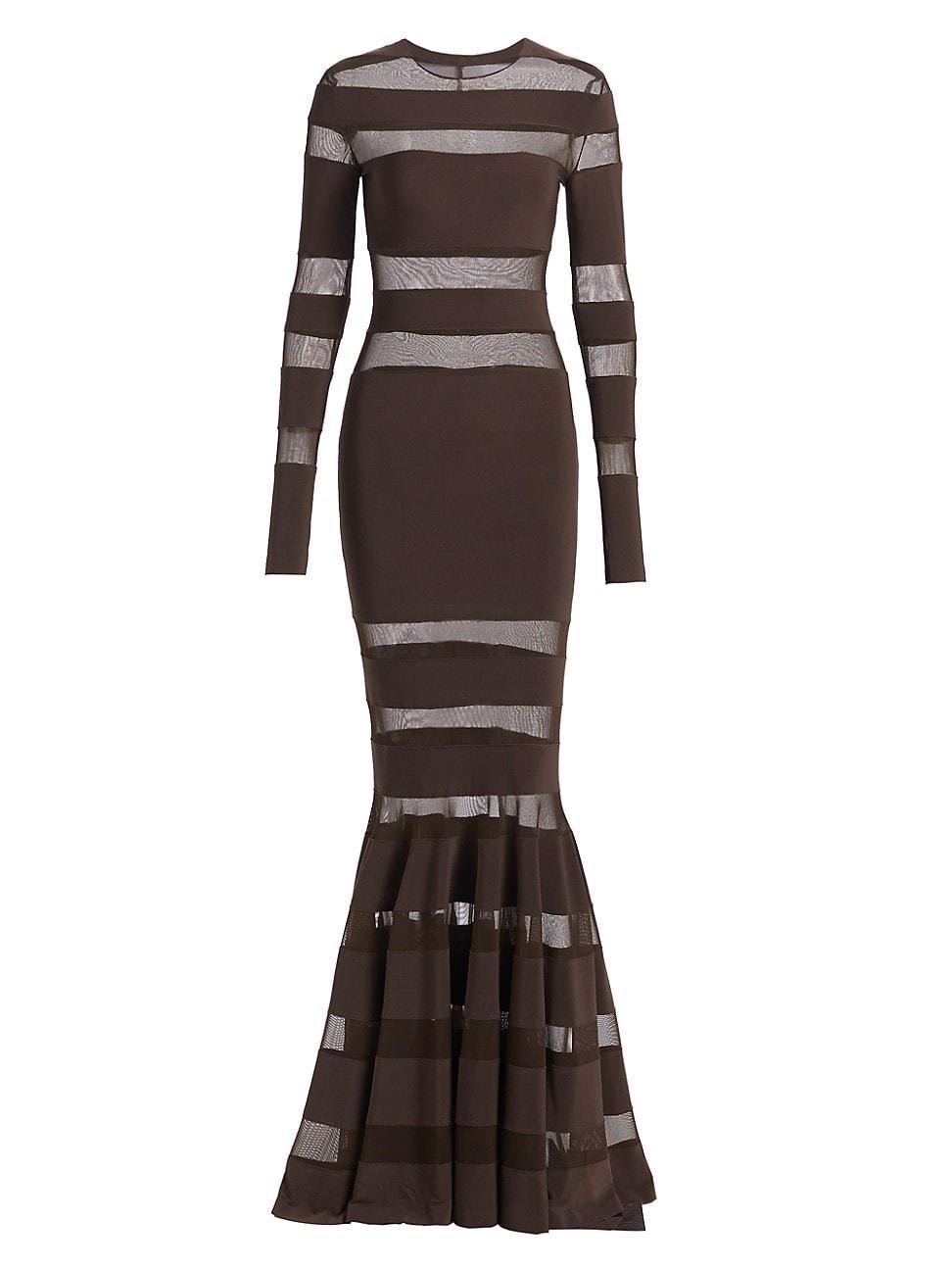 Norma Kamali Spliced Dress Fishtail Gown Brown. (also in L, M, S, XL). Product Image