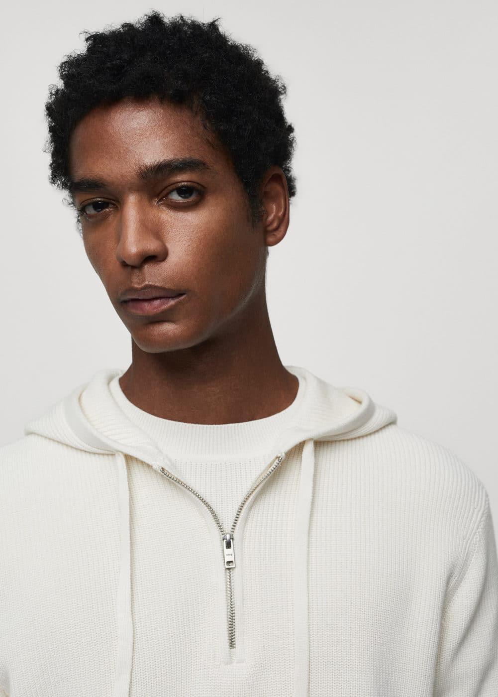 MANGO MAN - Hooded knit sweatshirt off whiteMen Product Image