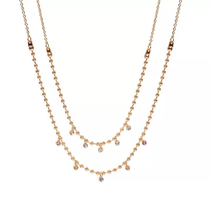 LC Lauren Conrad Gold Tone Layered Beaded Dangle Chain Necklace, Womens product image