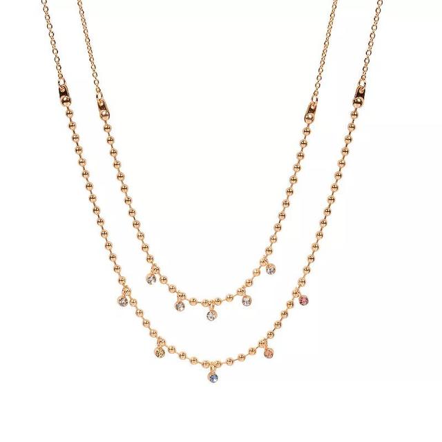 LC Lauren Conrad Gold Tone Layered Beaded Dangle Chain Necklace, Womens Product Image