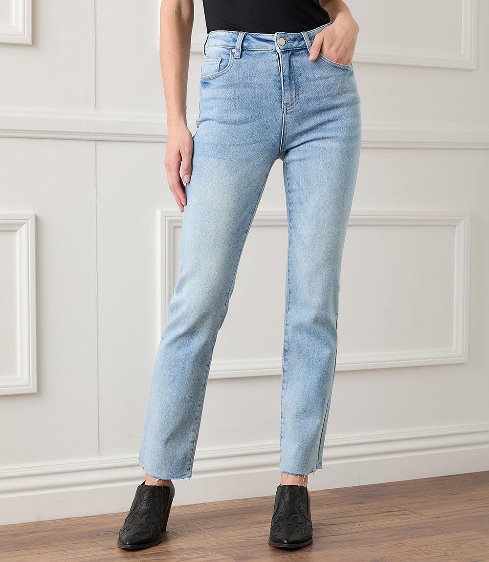 Raw Hem Straight Jeans Product Image