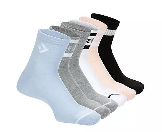 Converse Womens Chevron Logo Stripe Quarter Socks 6 Pairs Product Image