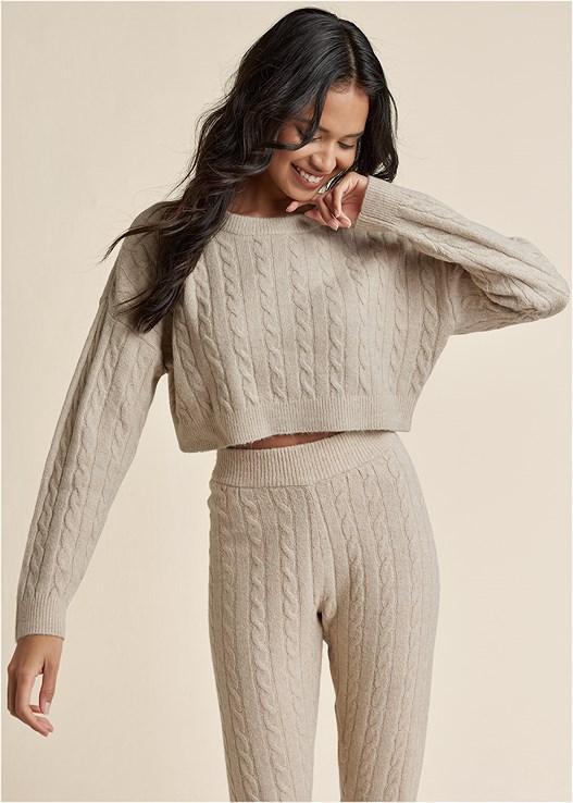 Cable Knit Cropped Sweater Product Image