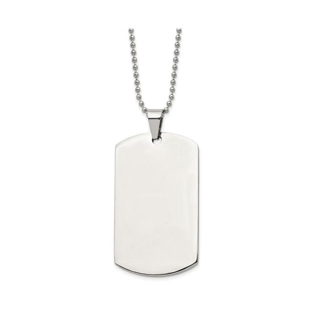 Chisel Brushed Round Edge XLarge 4mm Dog Tag Ball Chain Necklace Product Image