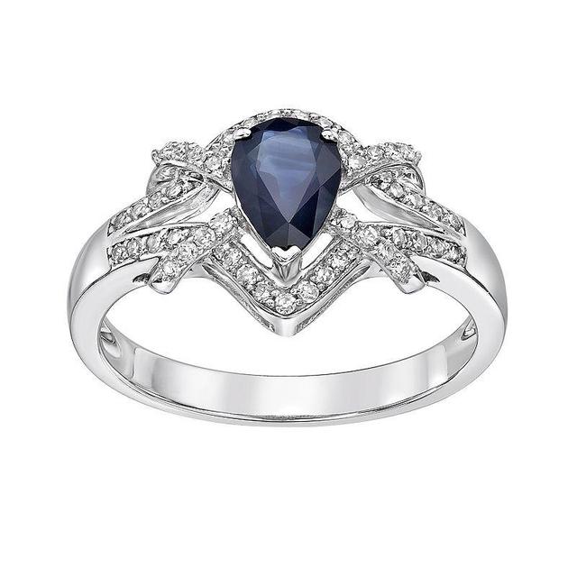 Gemminded 10k White Gold 1/4 Carat T.W. Diamond & Sapphire Ring, Womens Blue Product Image