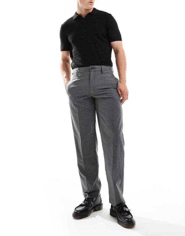 Jack & Jones karl loose fit smart pants in charcoal pinstripe Product Image