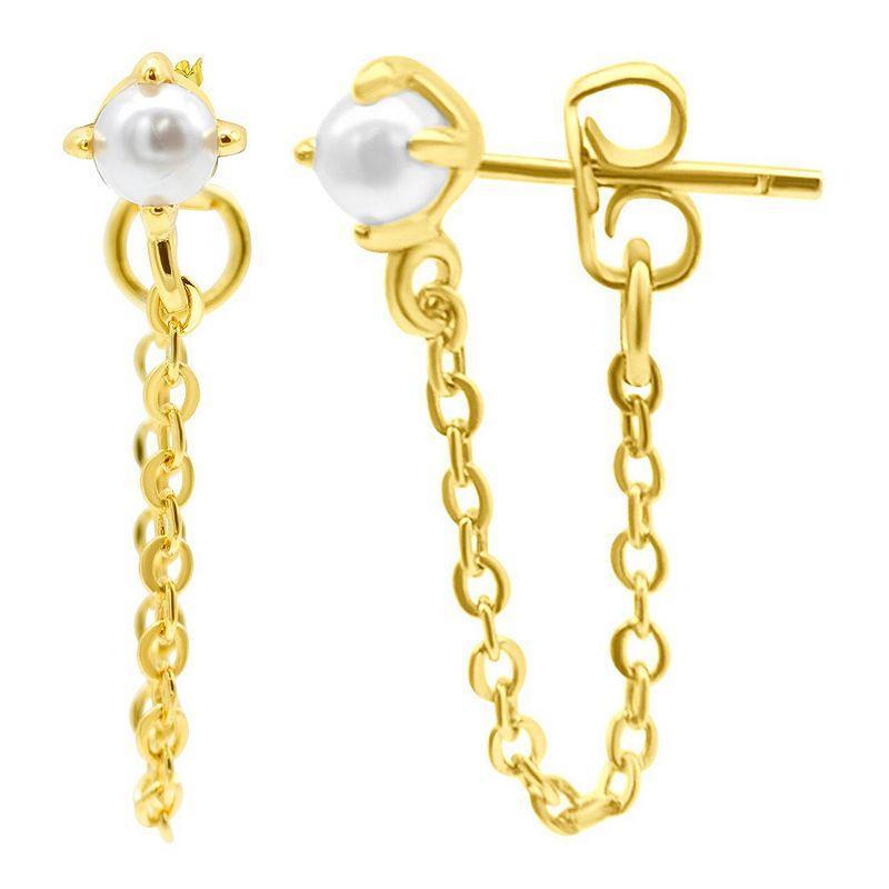 Adornia 14k Gold Plated Freshwater Cultured Pearl Chain Earrings, Womens, Yellow Product Image