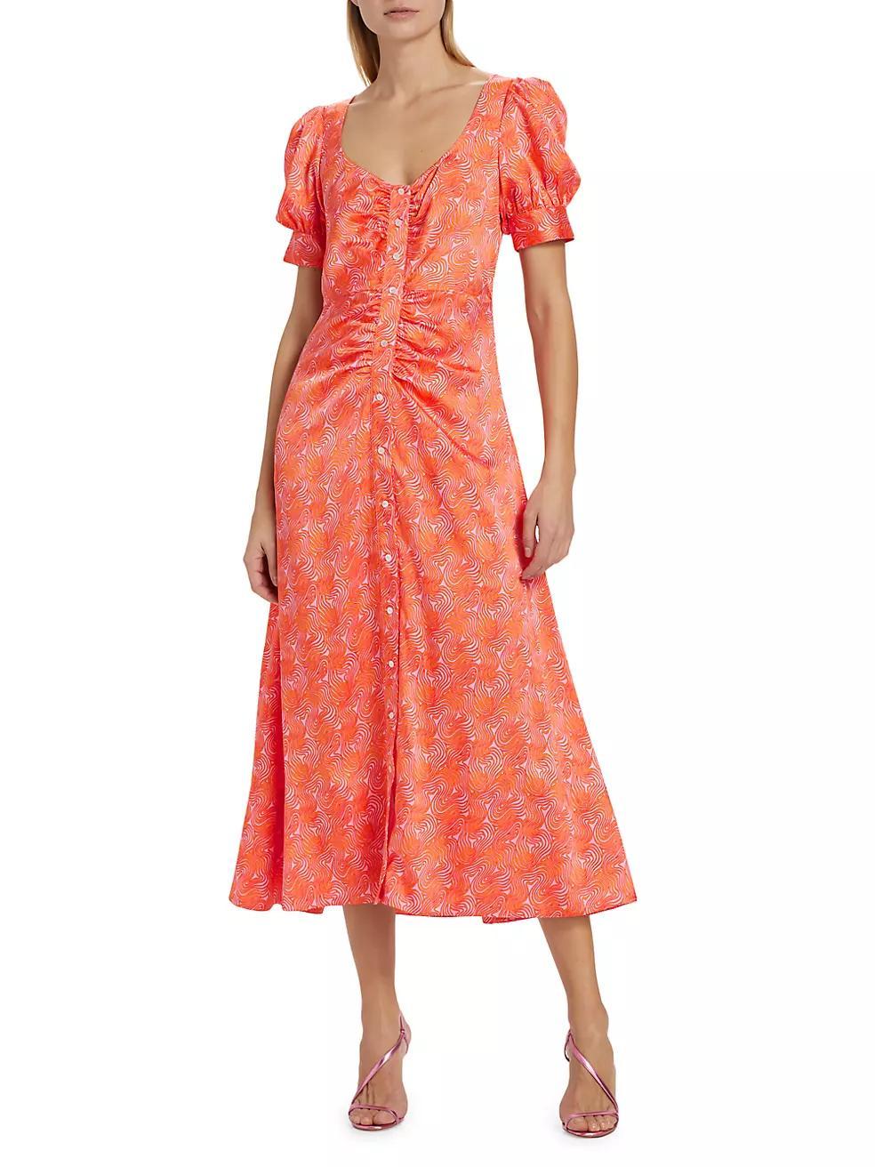 Ximena Summer Waves Satin Midi-Dress Product Image