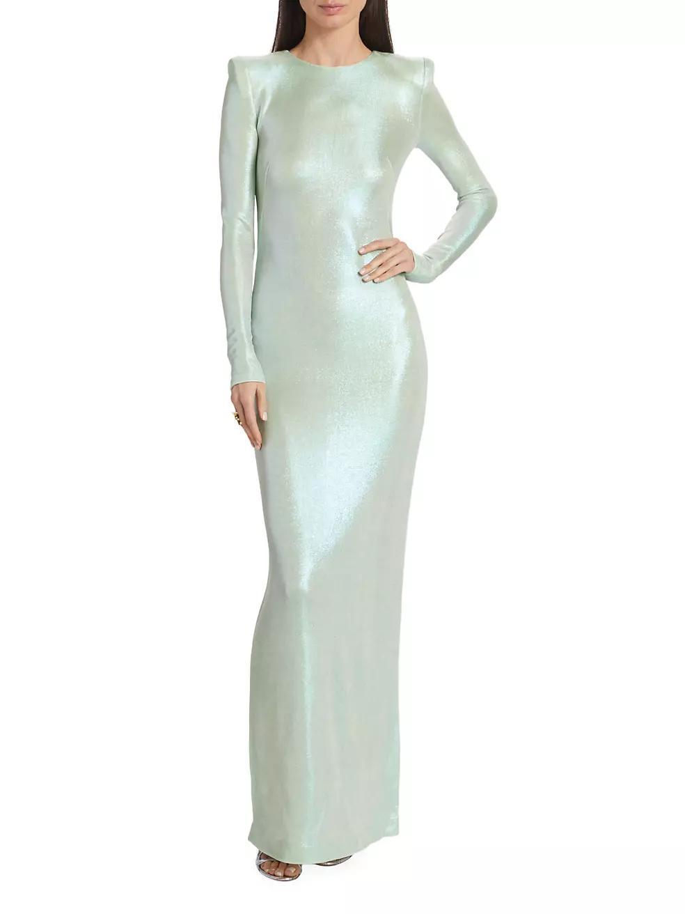 Frieze Jersey Long-Sleeve Column Gown Product Image