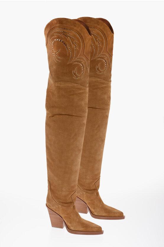 PARIS TEXAS Holly Dakota Suede Over-the-knee Boots In Brown product image