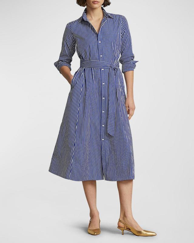 Polo Ralph Lauren Ashton Long Sleeve Tie Waist Shirtdress Product Image