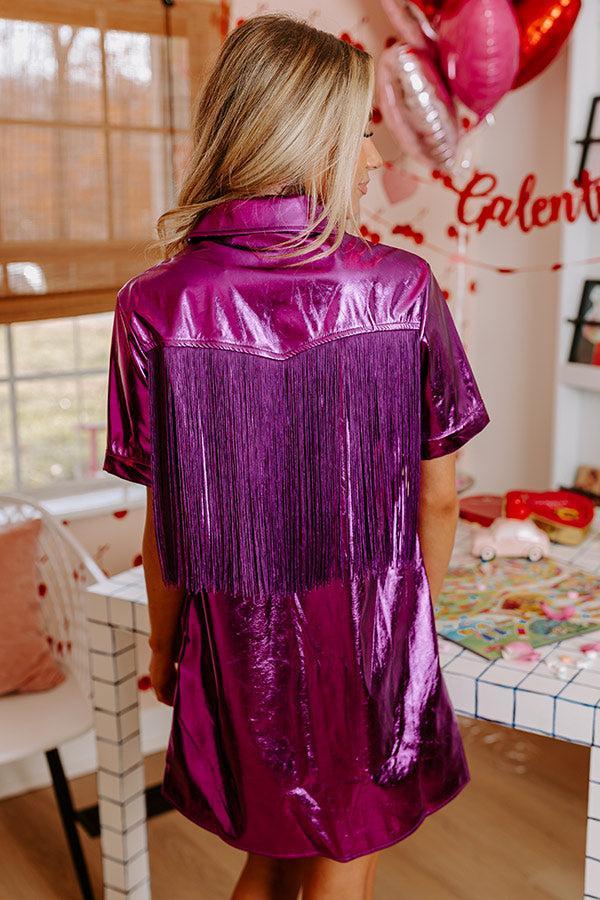 First And Fabulous Metallic Mini Dress in Purple Product Image