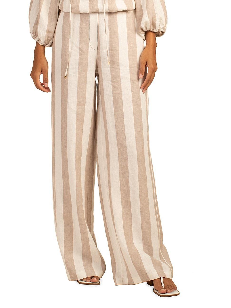 Womens Skyler Stripe Linen Wide-Leg Pants - Canyon Clay White - Size XS - Canyon Clay White - Size XS Product Image