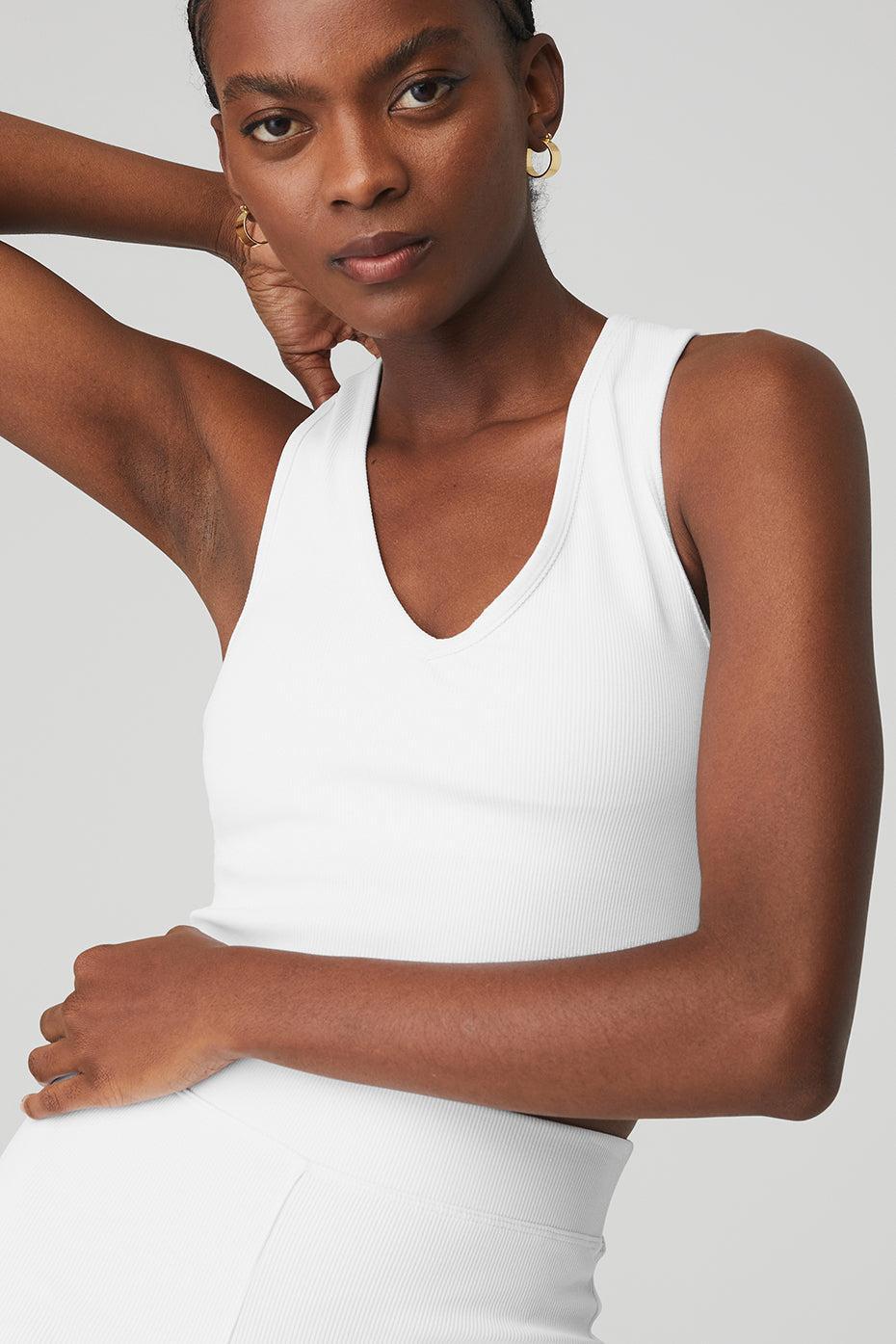 Goddess Ribbed Cropped Racerback Tank - White Female Product Image