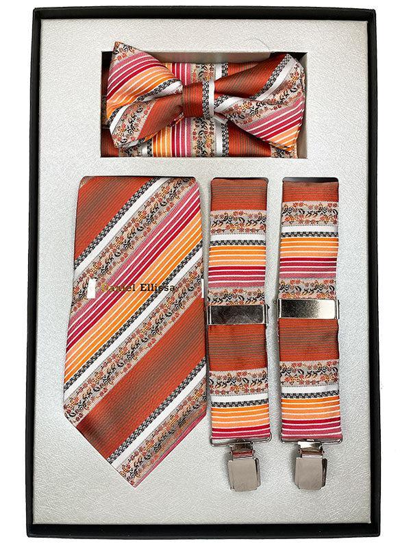 Rust Men's Accessory Box Bow Tie, Necktie, Pocket Square, Suspender 4 Piece Set Product Image