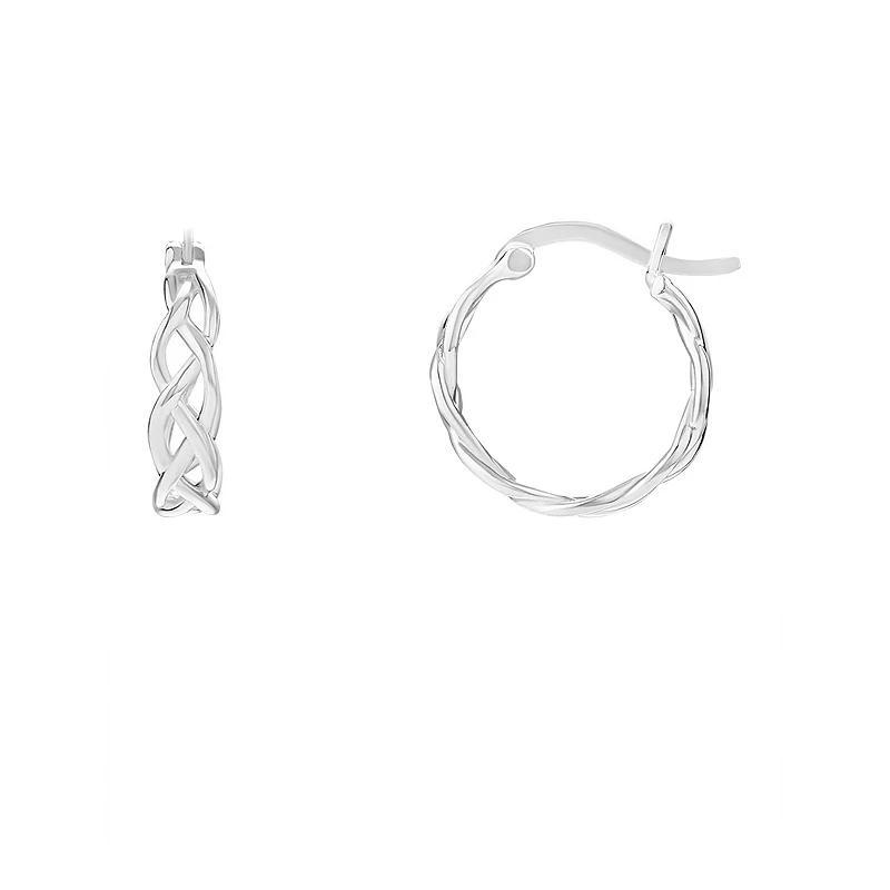 PRIMROSE Sterling Silver Twisted Hoop Earrings, Womens White Product Image