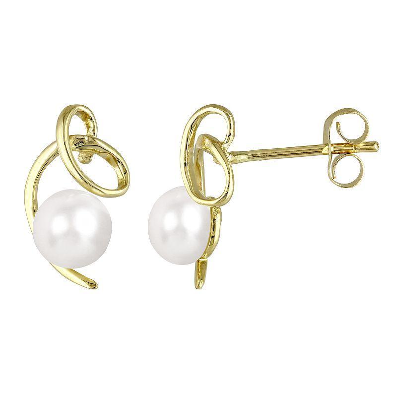 Stella Grace 10k Gold Freshwater Cultured Pearl Twist Stud Earrings, Womens Product Image