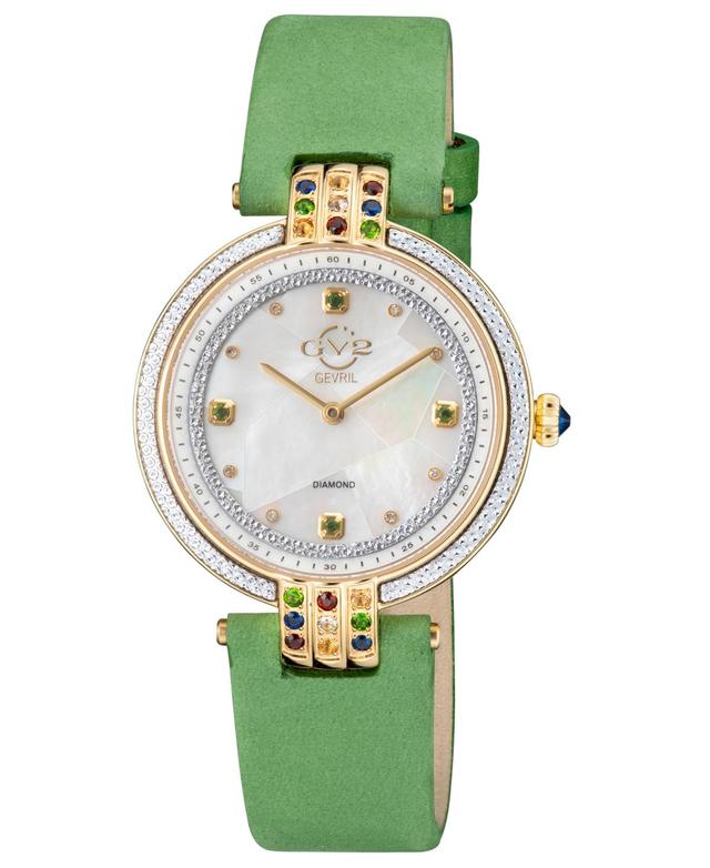 Gv2 by Gevril Womens Matera Swiss Quartz Green Italian Suede Watch 35mm - Green Product Image