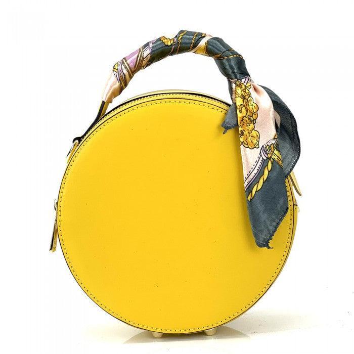 Round Genuine Leather Crossbody Handbag Product Image