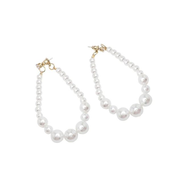 Sohi Womens White Beads Drop Earrings Product Image