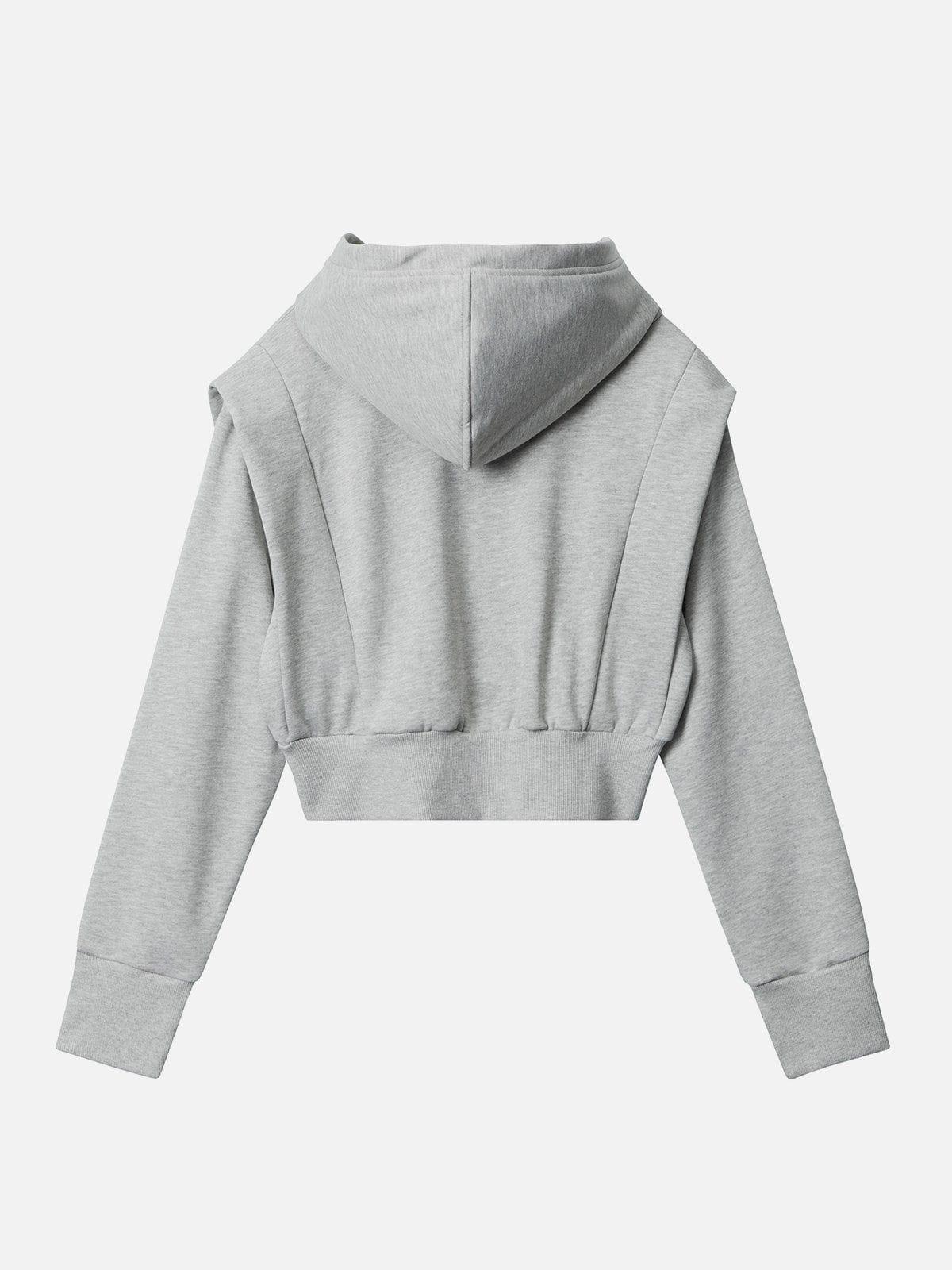 Aelfric Eden Basic Deconstruction Patchwork Crop Hoodie Female Product Image