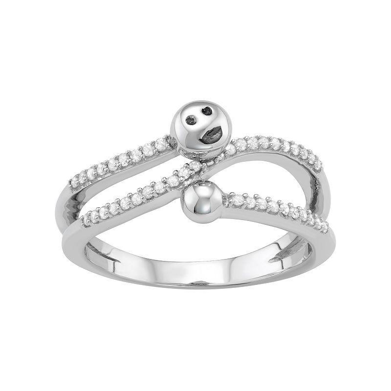 Jewelexcess Sterling Silver 1/5 Carat T.W. Diamond Bypass Smiley Face Ring, Womens Gold Tone Product Image