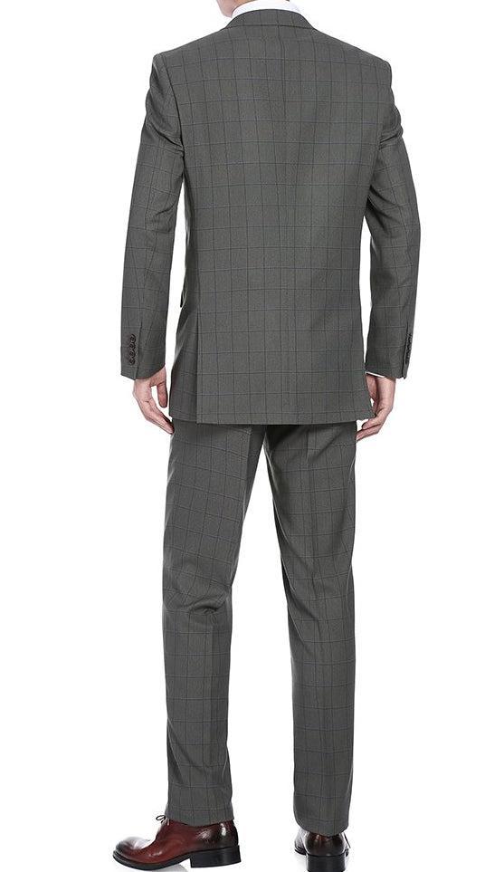 Trevi Collection - 2 Piece Suit 2 Buttons Windowpane Regular Fit In Gray Product Image