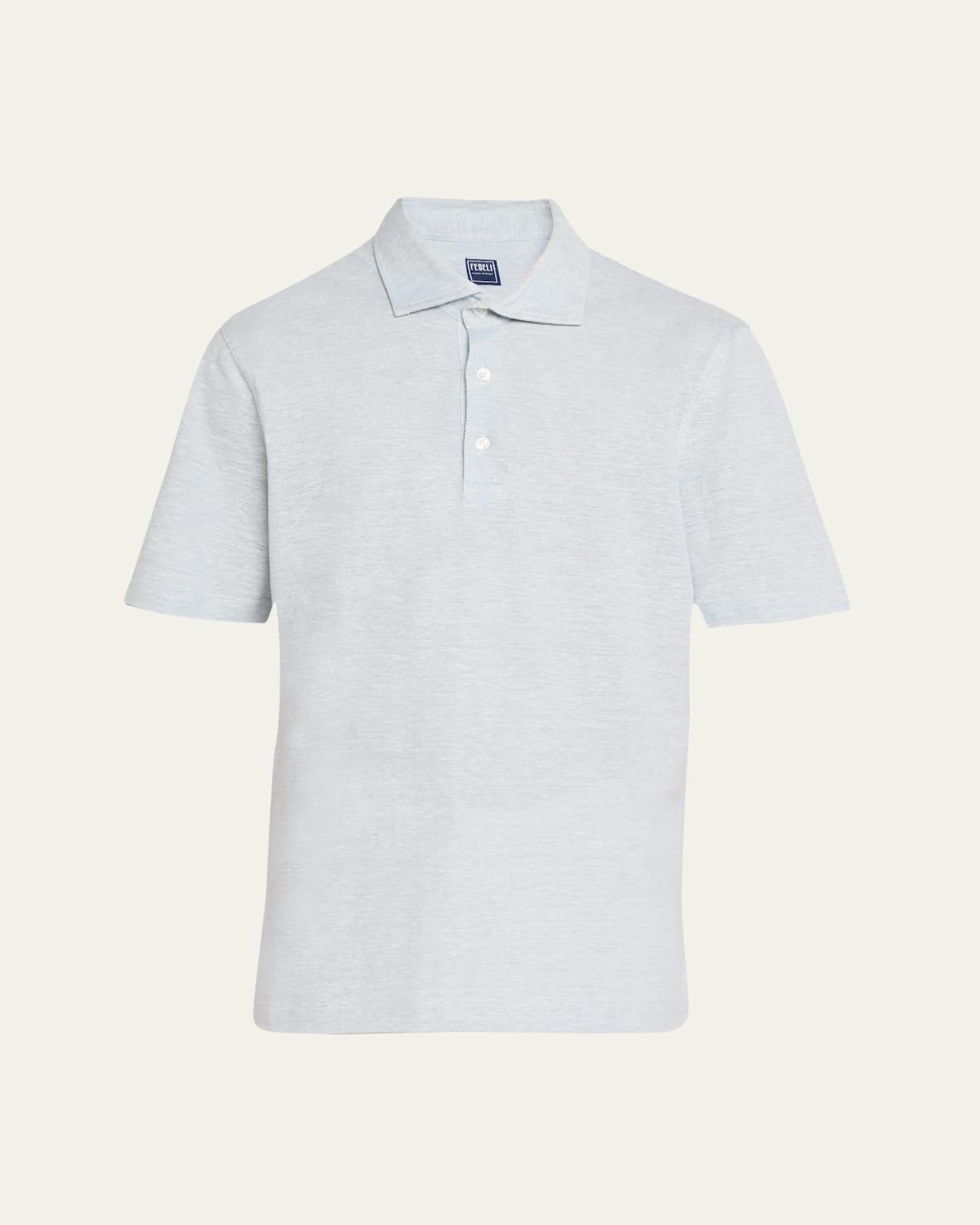 Mens Linen-Cotton Pique Polo Shirt Product Image