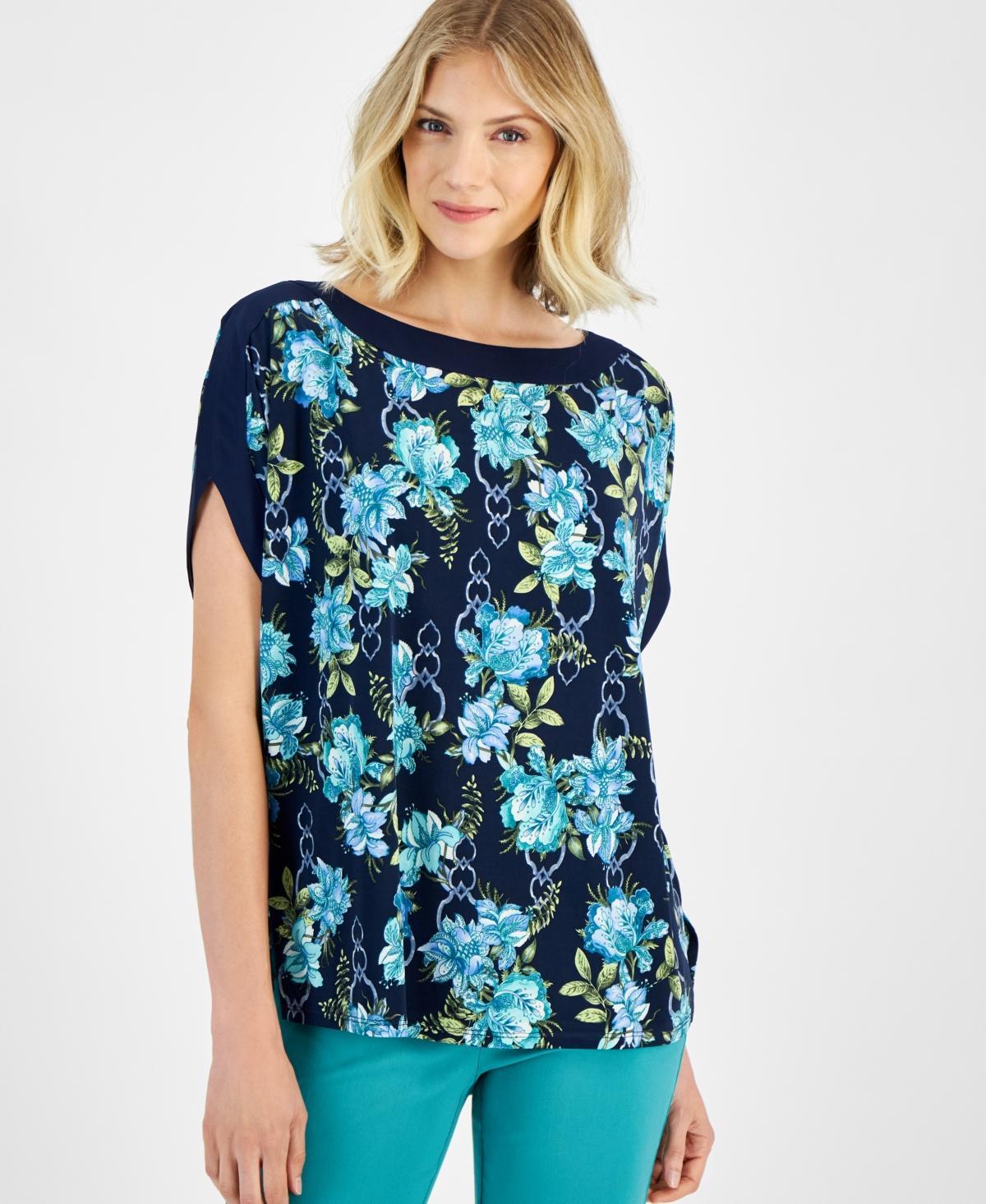 Petite Printed Dolman-Sleeve Top, Created for Macy's Product Image