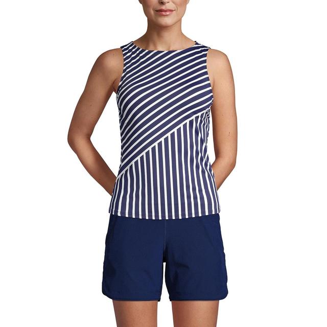 Plus Size Lands End DD-Cup UPF 50 High Neck Tankini Swim Top, Womens Deep Blue Product Image