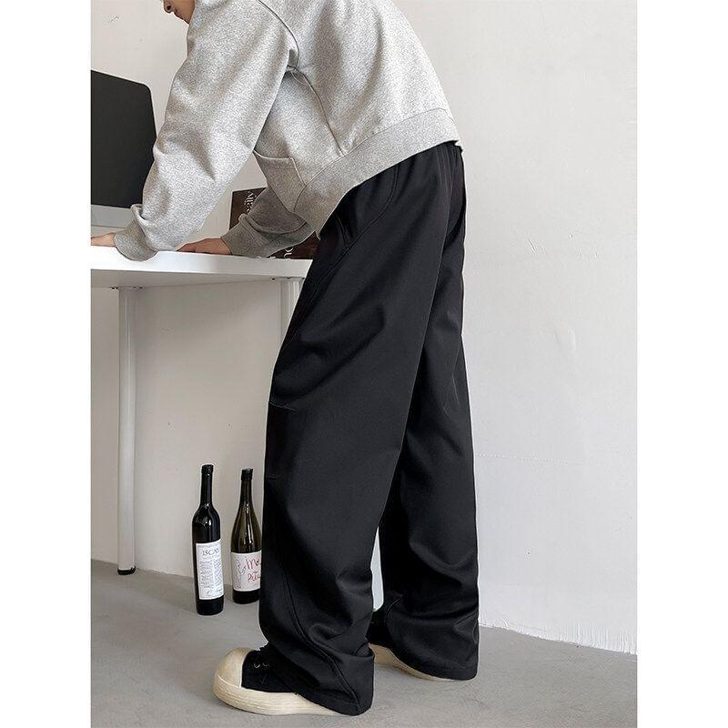 Drawstring Waist Plain Wide Leg Cargo Pants Product Image