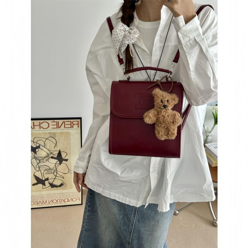 Faux Leather Flap Backpack Product Image