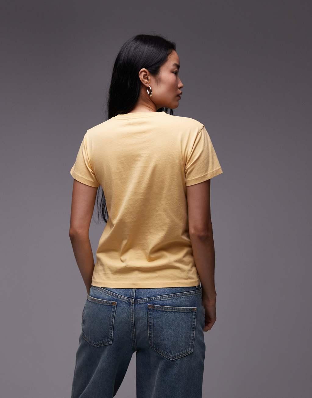 Topshop graphic El Paso slim tee in light mustard  Product Image