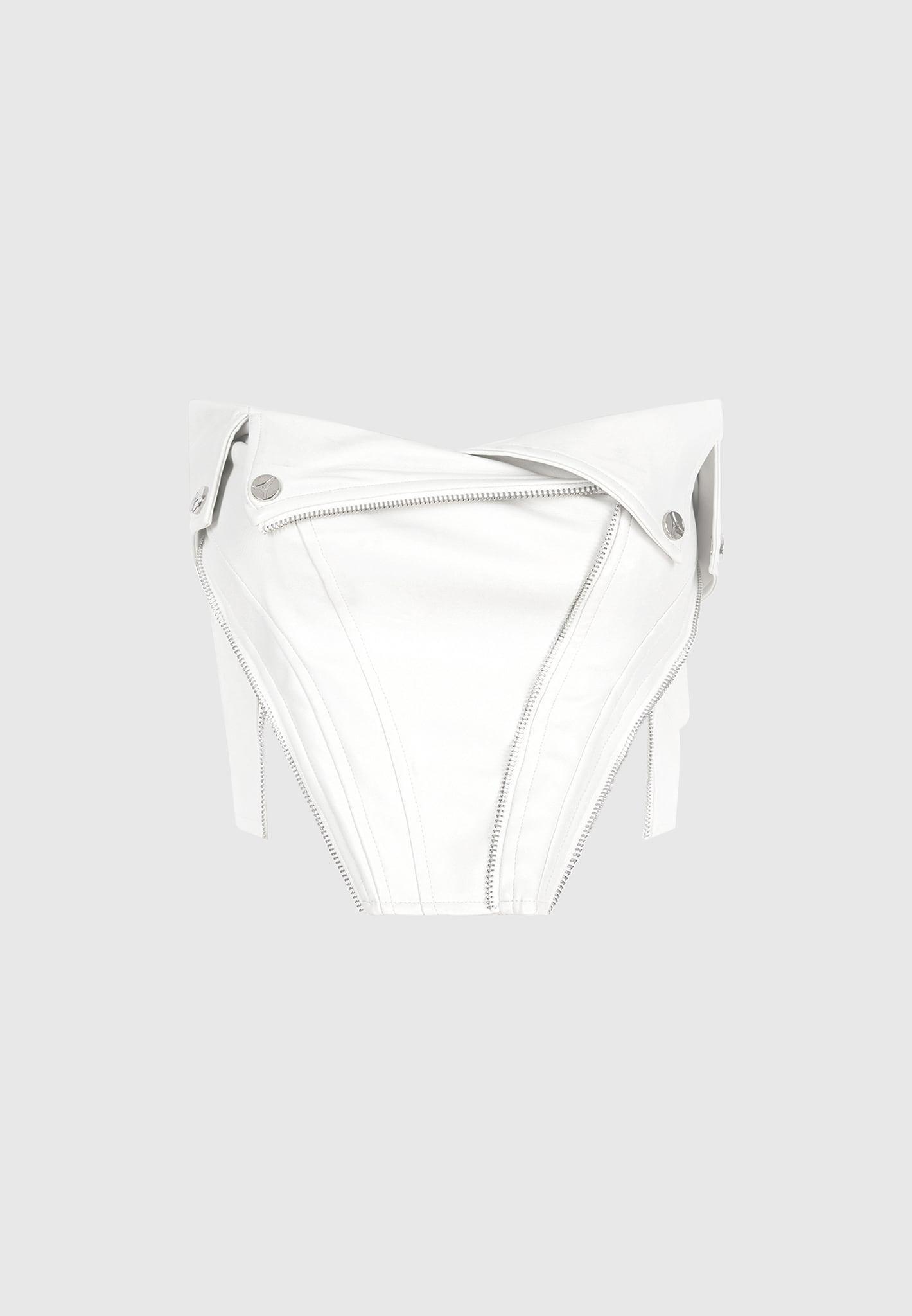 Leather Biker Corset - White Female Product Image