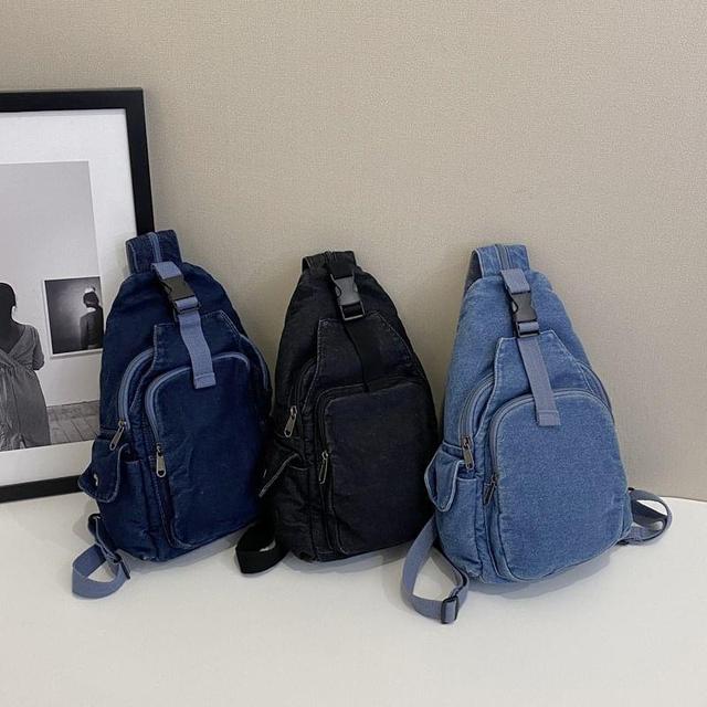 Buckle Denim Sling Bag Product Image