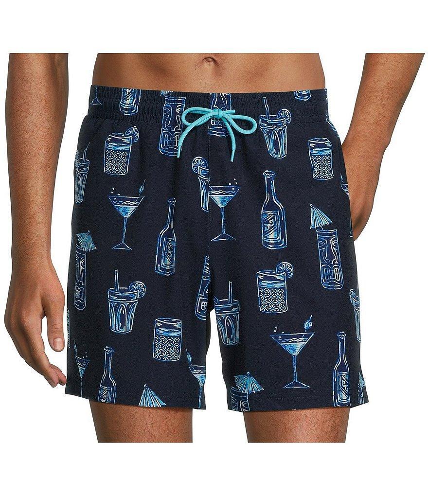 Caribbean Large Tiki Drinks 6#double; Inseam Swim Trunks Product Image