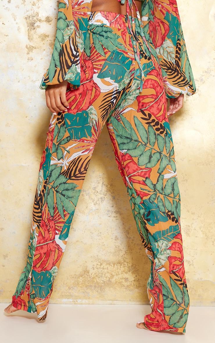 Orange Big Leaf Wide Leg Beach Pants Product Image