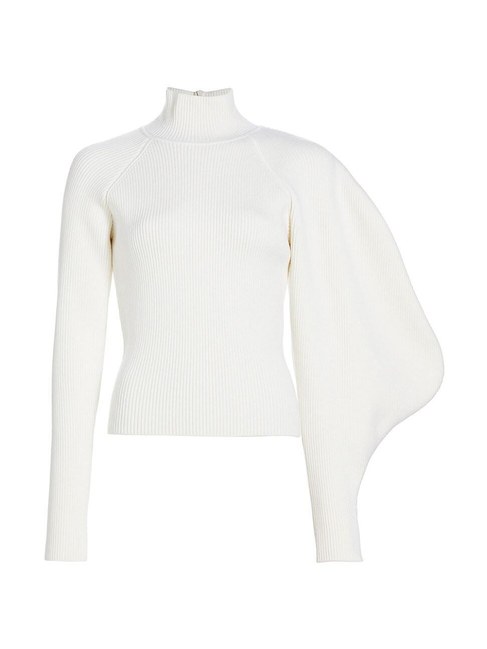 Womens Asymmetric Wool-Blend Mockneck Sweater Product Image