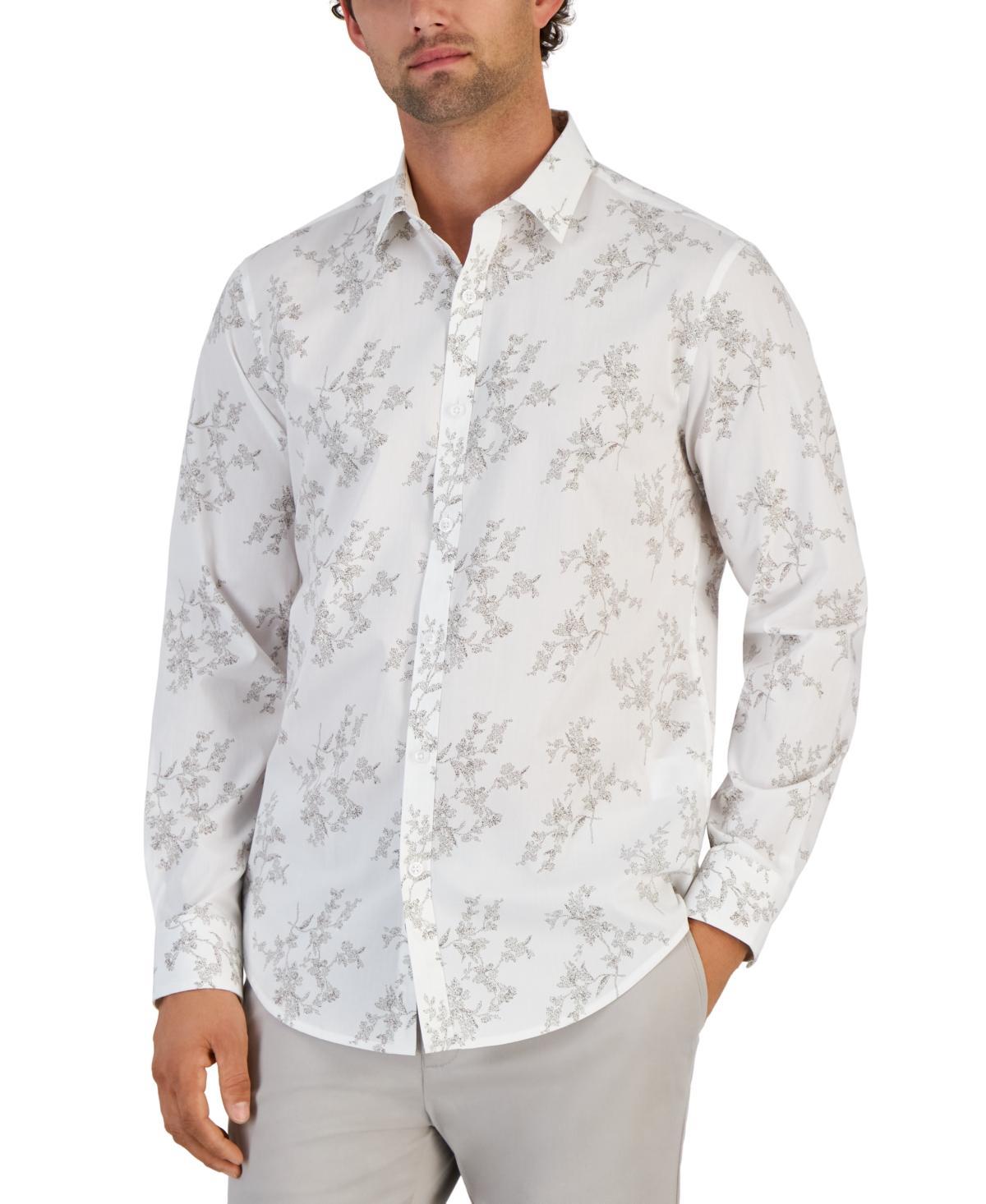 Alfani Mens Dotted Floral Print Long-Sleeve Button-Up Shirt, Created for Macys Product Image