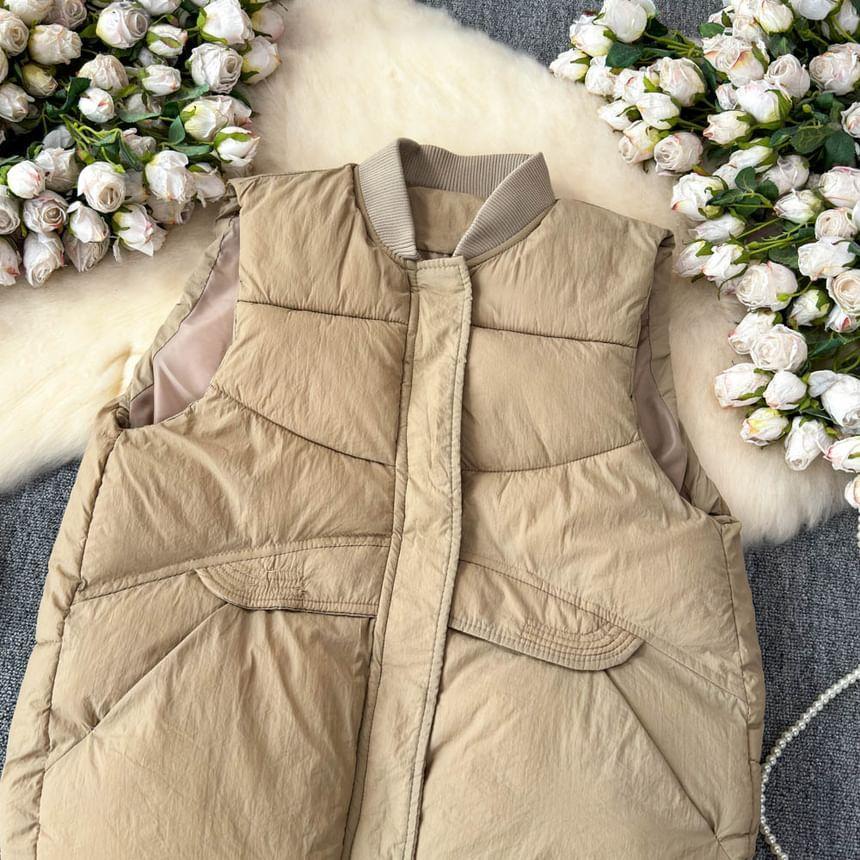 Plain Zip-Up Puffer Vest Product Image