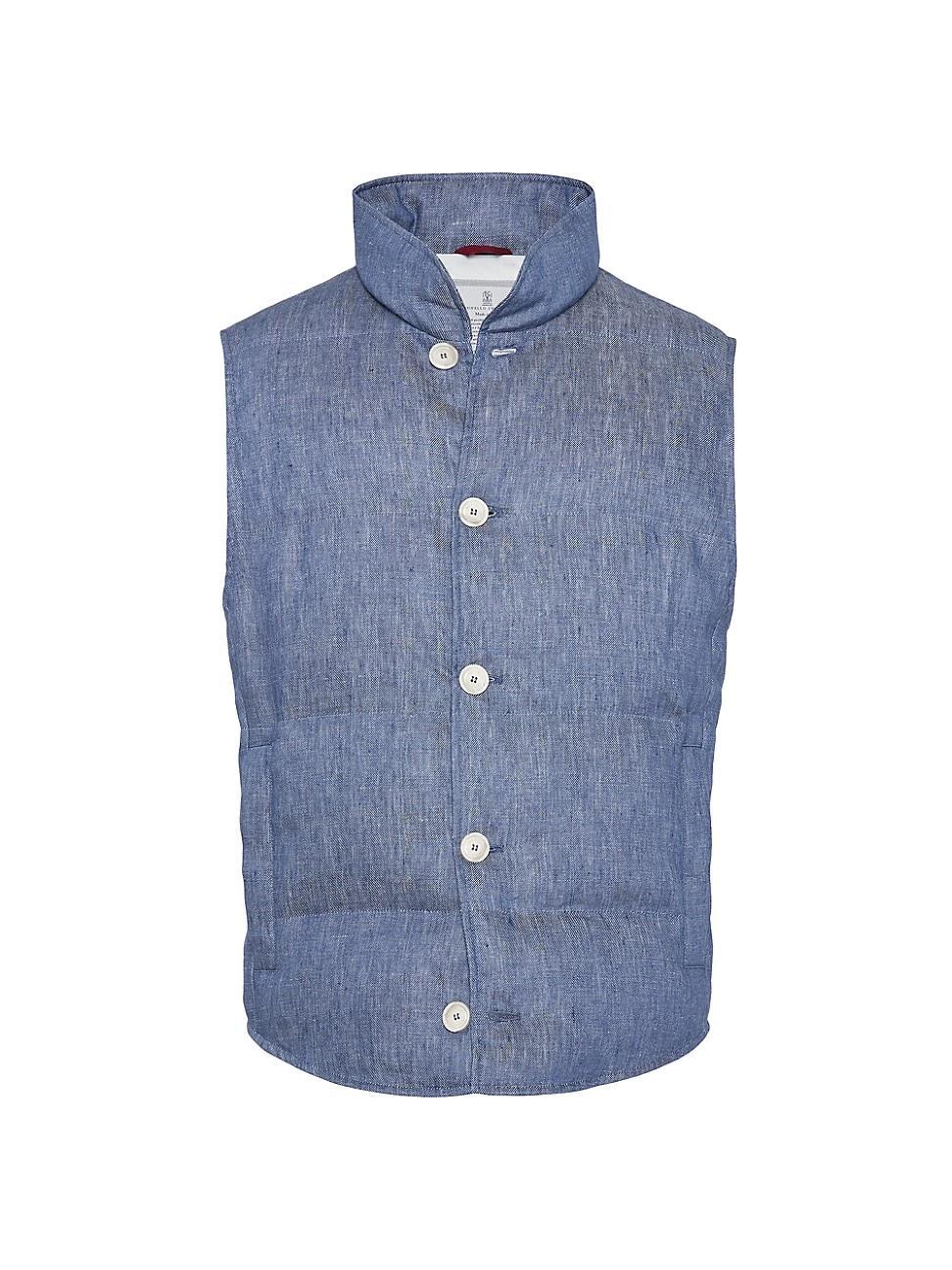 Mens Denim Effect Linen Down Vest Product Image