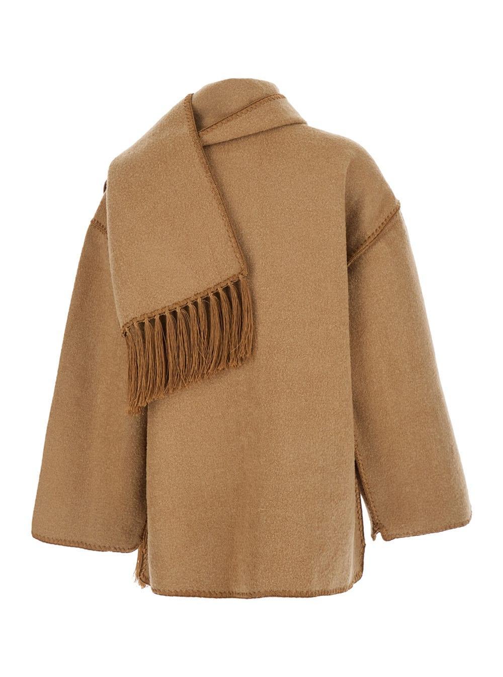 Embroidered Scarf Jacket In Beige Product Image