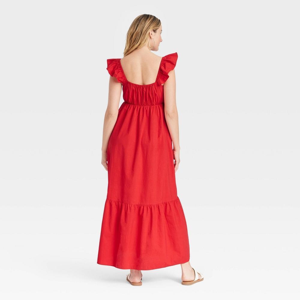 Womens Flutter Cap Sleeve Maxi A-Line Dress - Universal Thread Red L Product Image